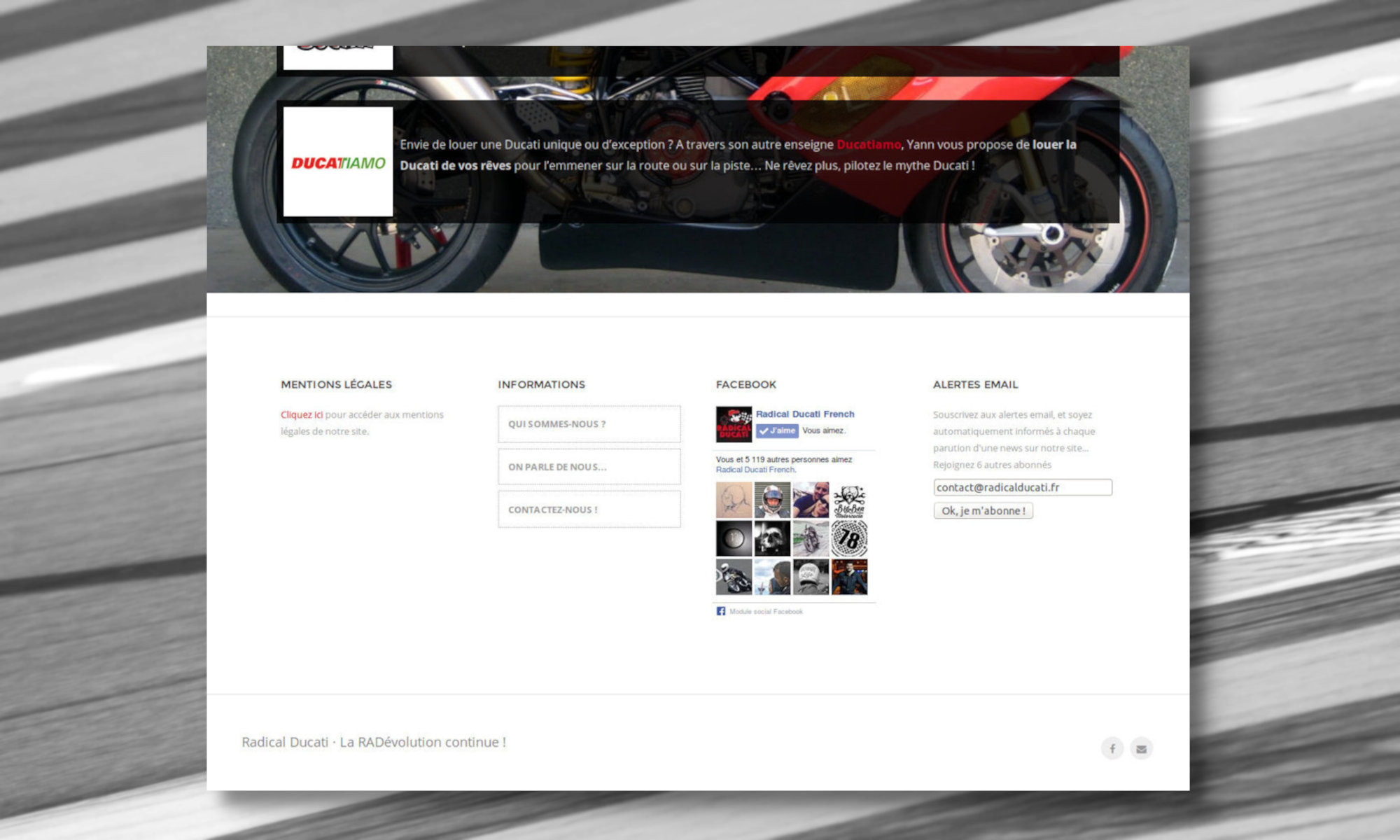 Le site internet de "Radical Ducati".
